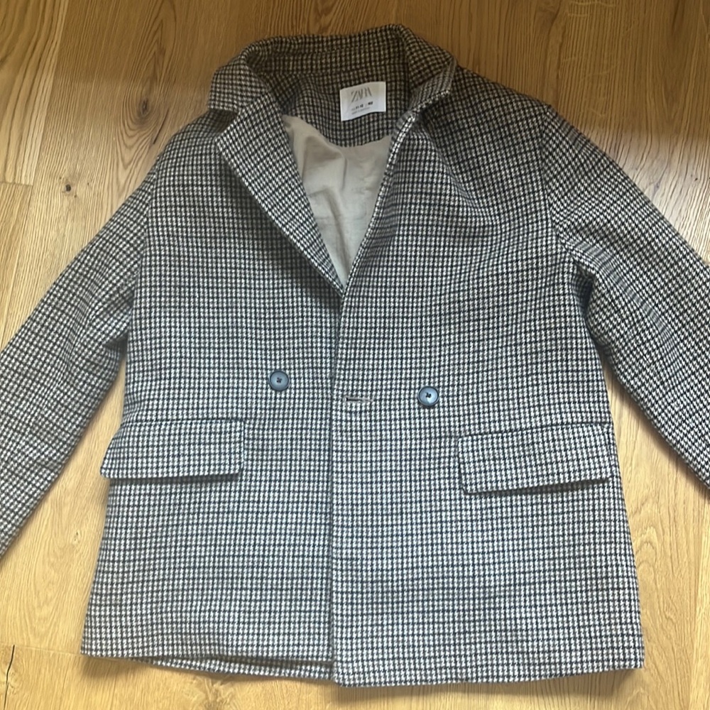 Zara houndstooth blazer black and brown size 11-12